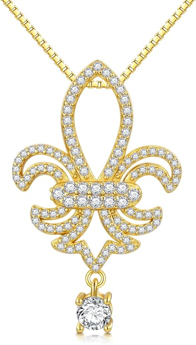 925 Sterling Silver Butterfly/Crescent/Witches Knot/Fleur-De-Lis/Thorny Crown Pendant Necklace Gold Plated Gemstone Birthday Gift for Wife Girlfriend Mom Daughter
