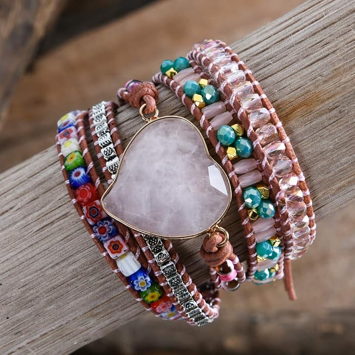 YGLINE Natural Stone Bracelet 3 Wraps Bracelet Handmade Boho Bracelet for Women Bracelet