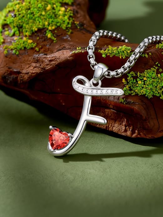 Birthday Gifts for Women Alphabet A to Z Initial Birthstone Pendant Necklaces for Women - 18k White Gold Plated Personalized Name Jewelry Anniversary Graduation Gifts for Wife Her Daughter Girlfriend(with Gift Box)