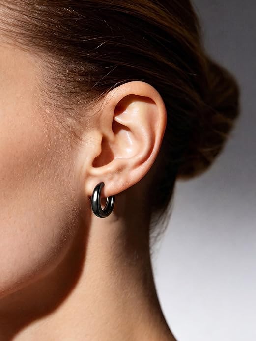 Bestyle Gold Huggies Earrings for Women Hypoallergenic 925 Sterling Silver Post Huggie Hoop Earrings Thick Lightweight Small Hoop Earrings 8/10/12/14mm