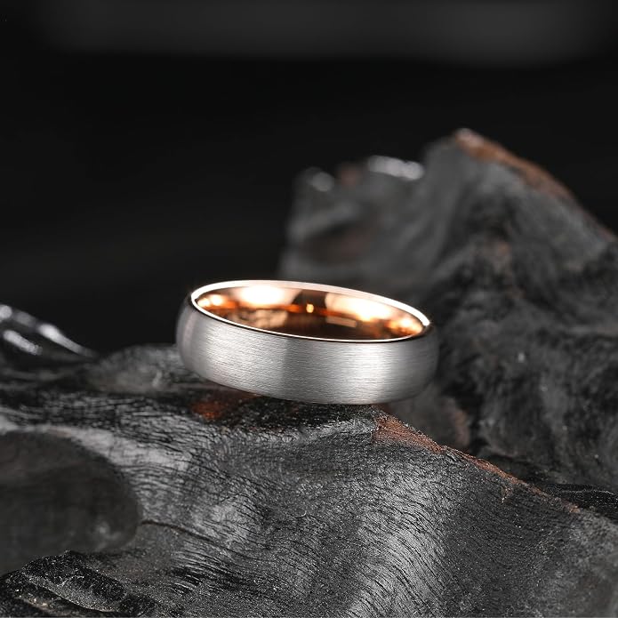 King Will Wedding Band for Men Women, 2/4/6/7/8mm Domed Matte Brushed Tungsten Carbide Rings, Solid/Dual Color Engagement Rings, Comfort Fit