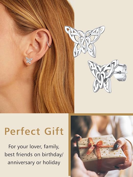 FindChic Hypoallergenic Sterling Silver Small Bar/Heart/Dot/Triangle/Butterfly/Lightning Studs Earrings Minimalist Geometric Jewelry Valentine Gifts for Women Men Girls, with Gift Box