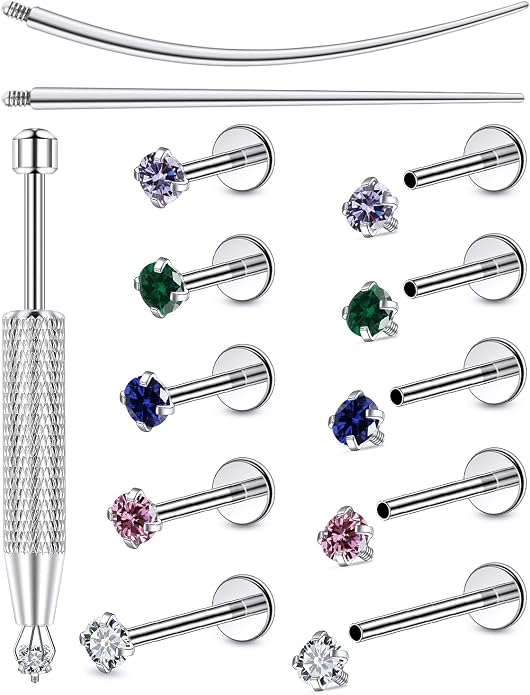 F136 Titanium 20/18/16g Internally Threaded Earrings Nose Rings Lip Medusa Studs 6/7/8/10mm Piercing Jewelry for Women Men
