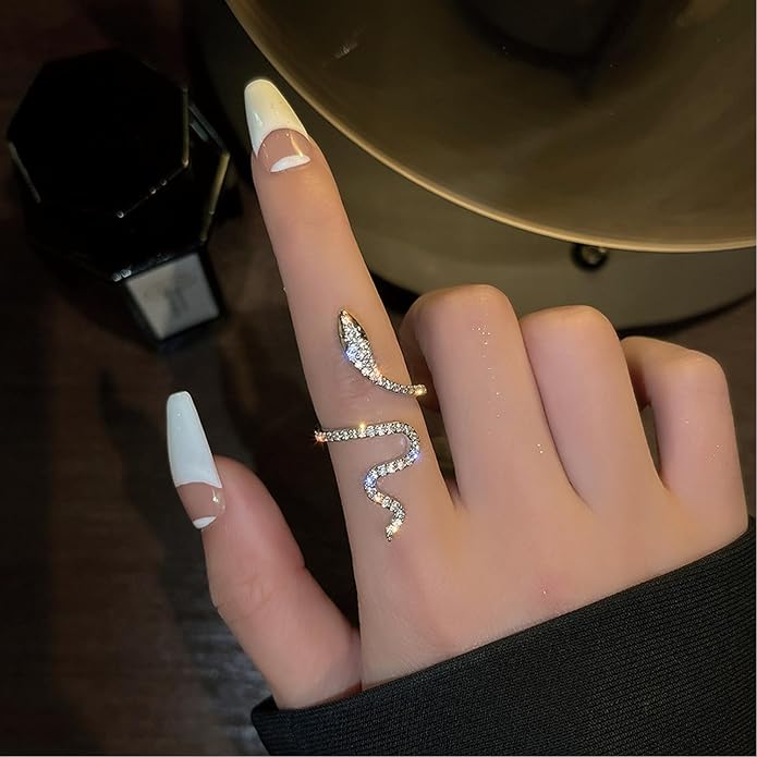 18K Gold Plated Rings for Women and Teen Girls Non Tarnish Cubic Zirconia Fidget Ring Butterfly/Snake/Mesh/Cross/Crown Knuckle Ring Open Adjustable Statement Stacking Chunky Rings