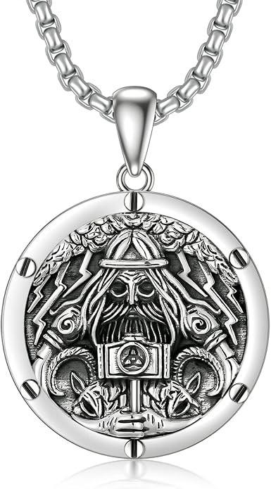 Seiyang Sterling Silver Viking Necklace Norse Jewelry Gift for Men Women with 2mm 22+2 IN Rolo Chain (with Gift Box)