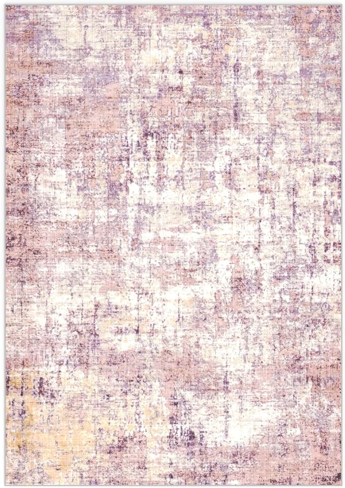 8x10 Area Rugs Washable Living Room Rug-No Slip Soft Carpets Modern Abstract Indoor Floor Stain Resistant Large Carpet for Bedroom Dining Room Farmhouse Nursery Home Office Pink