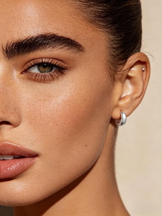 Bestyle Gold Huggies Earrings for Women Hypoallergenic 925 Sterling Silver Post Huggie Hoop Earrings Thick Lightweight Small Hoop Earrings 8/10/12/14mm