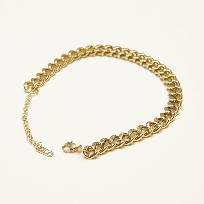 Shapes Studio 18K Gold Plated Titanium Round Curb Chain Anklet, Never Tarnish, Women Jewelry, Body Jewelry