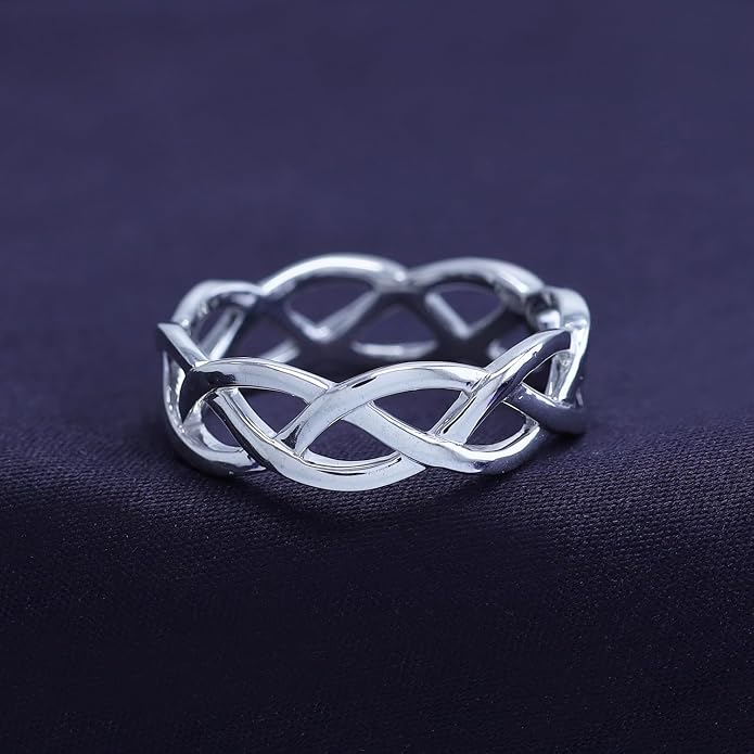 AFFY Celtic Knot Eternity Wedding Band Ring for Women, 14K Gold Plated 925 Sterling Silver, Engagement Promise Ring, Unique Celtic Jewelry Gift