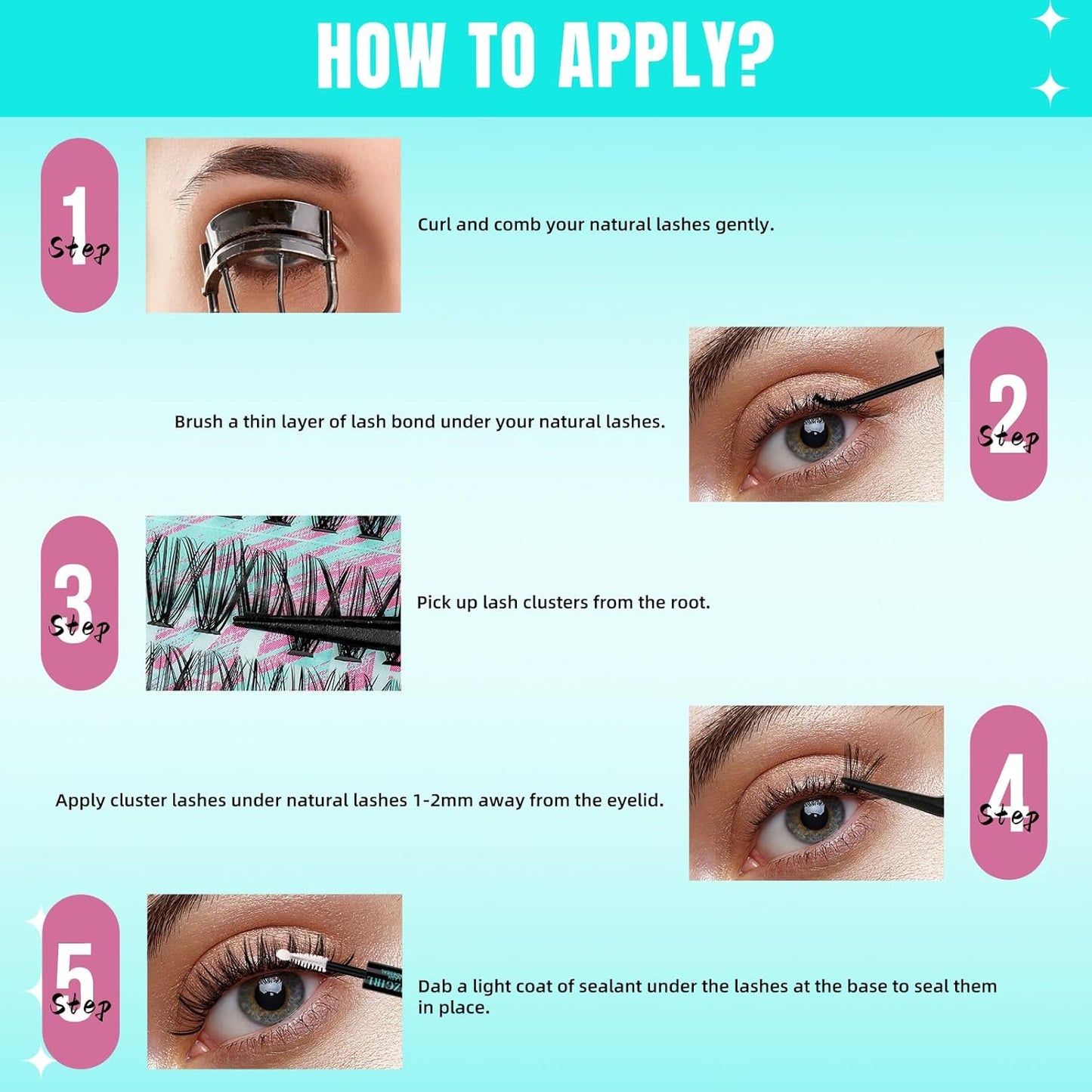 Lash Clusters Wispy 280PCS Eyelash Extension 30D 40D Cluster Lashes Individual Lashes DIY Lash Extension Natural Look Cluster Eyelash Extensions Soft False Eyelashes at Home for Beginners(16mm)