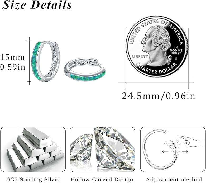 MEDWISE Mothers Day Gifts for Mom Multi Colored Opal Hoop Earrings for Women 925 Sterling Silver Huggie Hoop Earrings Jewelry Gift for Women Daughter Wife Mom Friends