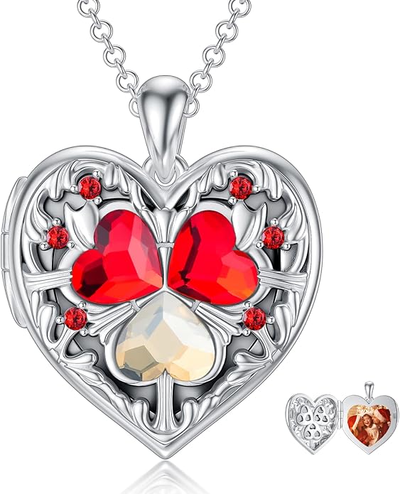 Dorunmo Personalized Locket Necklace 925 Sterling Silver that Holds Pictures Butterfly Birthstone Photo Heart Locket Custom Jewelry Congratulations New Beginnings New Job Gifts for Women