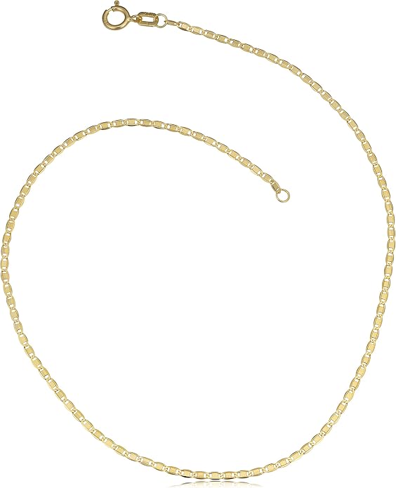 Kooljewelry 10k Yellow Gold Flat Oval Link Anklet (1.25 mm, 10 inch)