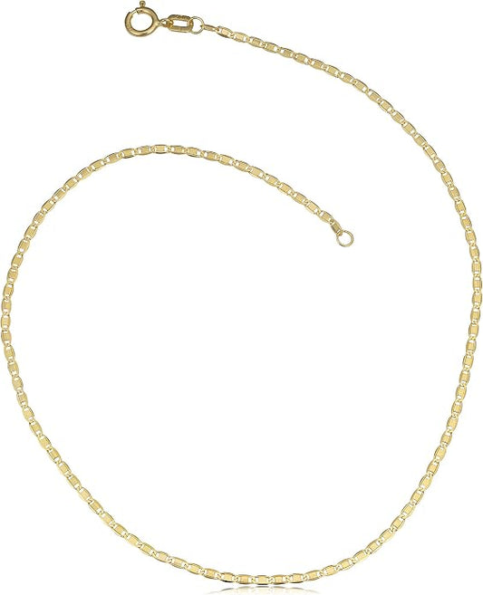 Kooljewelry 10k Yellow Gold Flat Oval Link Anklet (1.25 mm, 10 inch)