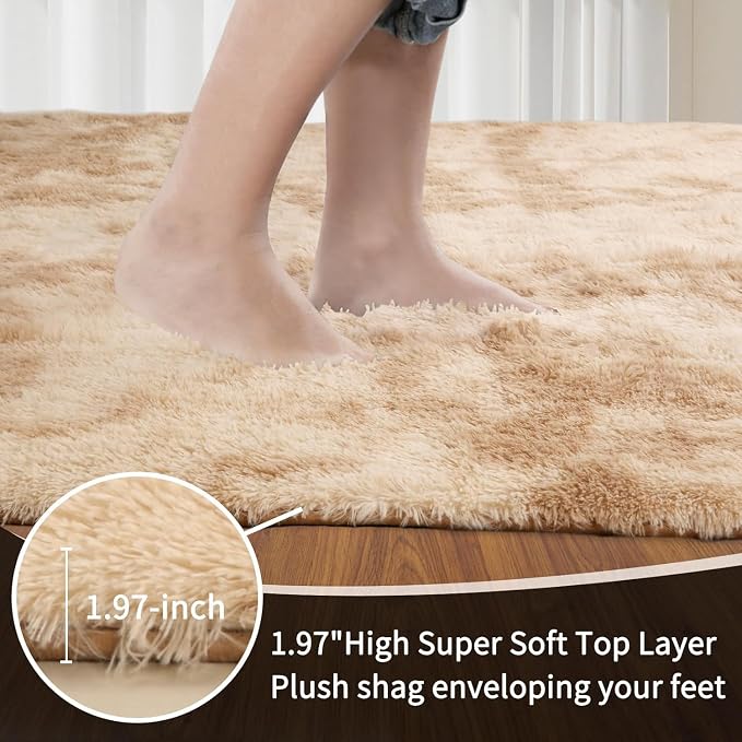 Sour Lemon 8x10 Area Rugs for Bedroom, Living Room Fluffy Rug, Large Area Rug Shag Shaggy Carpet Soft Plush Furry Bedside Rugs, Machine Washable Area Rugs for Kids Girls Boys Home Decor Anti Slip