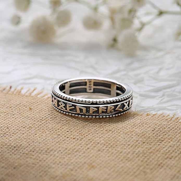 PARAFO Anxiety Fidget Rings Men Women 925 Sterling Silver Fidget Rings Relieve Stress Gift Jewelry Gifts for Men Women