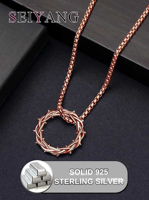 Seiyang Crown of Thorns Necklace 925 Sterling Silver Crown Pendant Amulet Jewelry Gifts (with Gift Box)