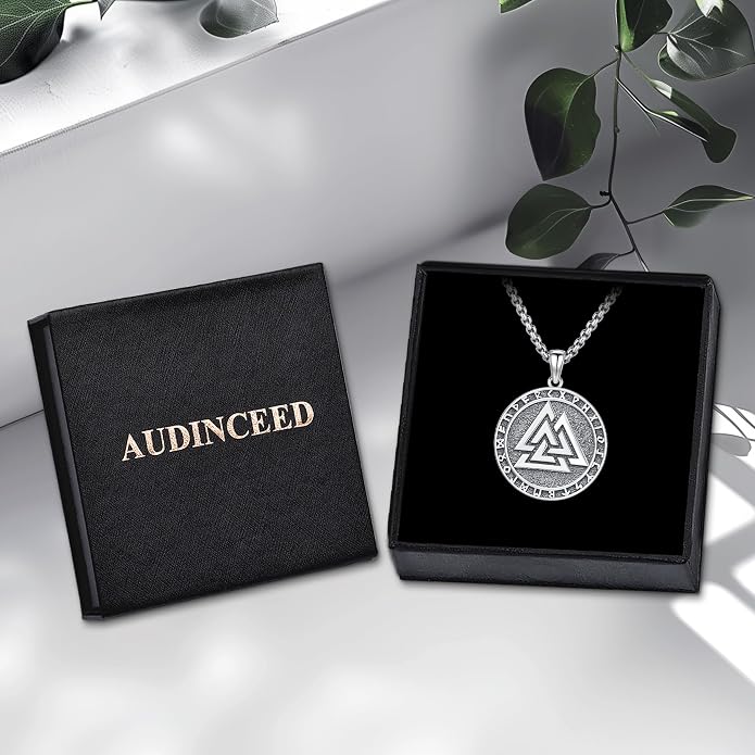 Thors Hammer Necklace/Viking Tree of Life/Valknut/Vegvisir/Triskelion/Sword/Spear Point Arrowhead/Urn Necklace for Ashes/Compass Necklace 925 Sterling Silver Amulet Jewelry for Men Women