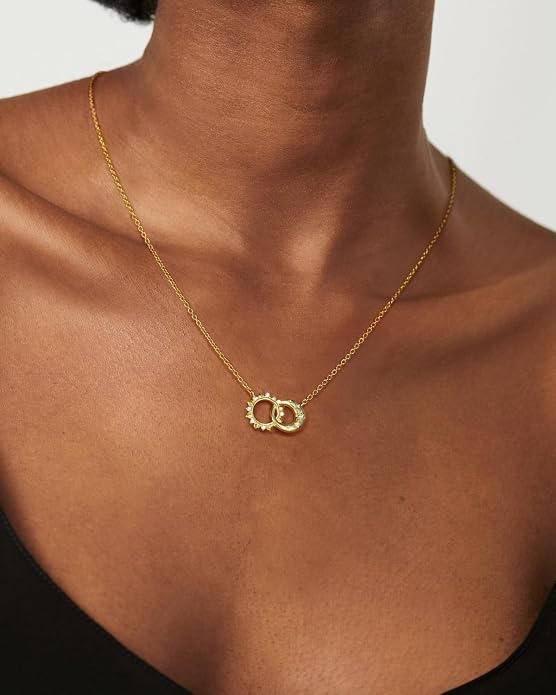Celestial Necklace for Women: 14K Gold Plated Compass Sun Star Moon Phase Pendant, Boho Spiritual Gemstone Jewelry Anniversary Graduation Birthday Christmas Gift for Her Wife Girlfriend Daughter