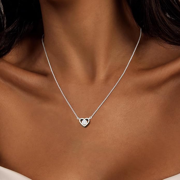 Airmb Heart Necklace for Women Gold/Silver Plated Trendy Heart Choker Lover Pendant Hypoallergenic Fashion Gold/Silver Necklace for Women Love Jewelry Gift for Women Girlfriend