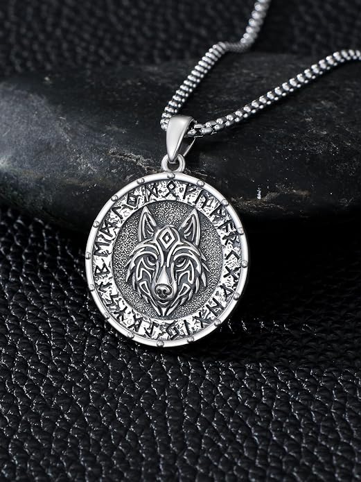 Viking Necklace Triple Horn of Odin/Wolf/Thor Hammer Necklace Viking Pendant Norse Jewelry Gifts for Man