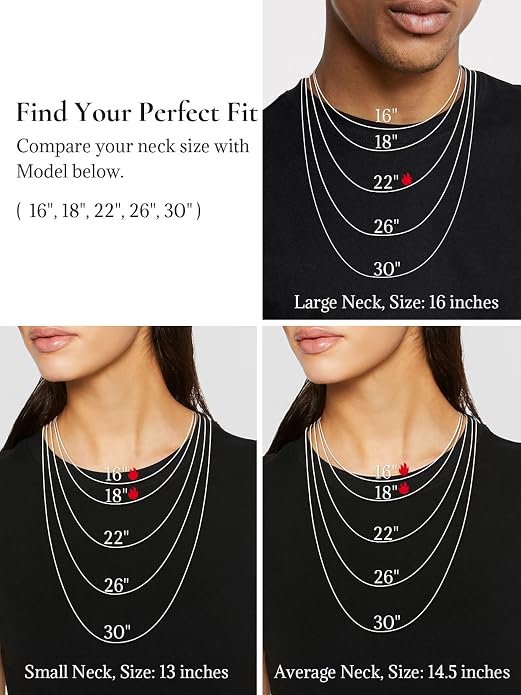 SILVERCUTE 925 Sterling Silver Necklace for Women,1mm/1.3mm/1.5mm/1.6mm Thin Silver Cable Chain/Box Chain/Rope Chain Necklace with Extension Chain,18/20/22/24/26/28/30 Inch