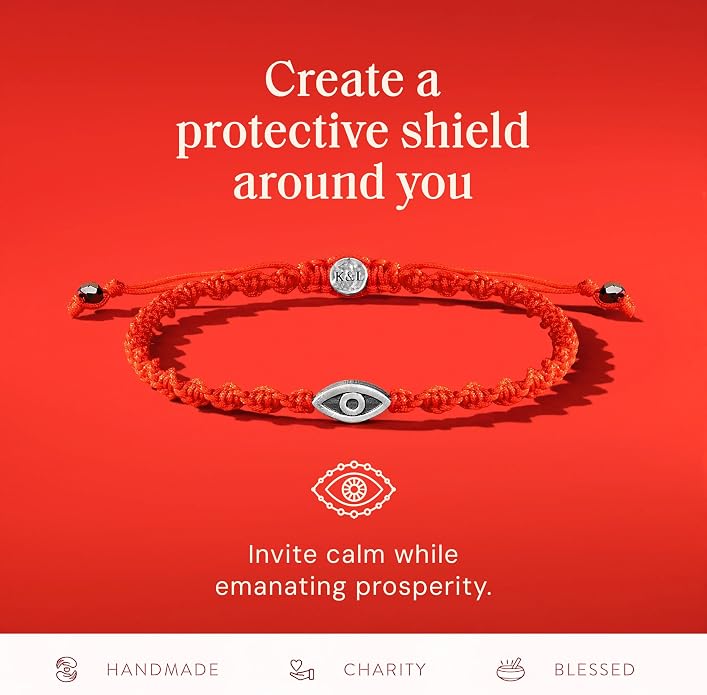 KARMA AND LUCK Guardian of Blessing, Men's Red String Bronze Charm Bracelet, Handmade in Bali for Protection, Adjustable Size