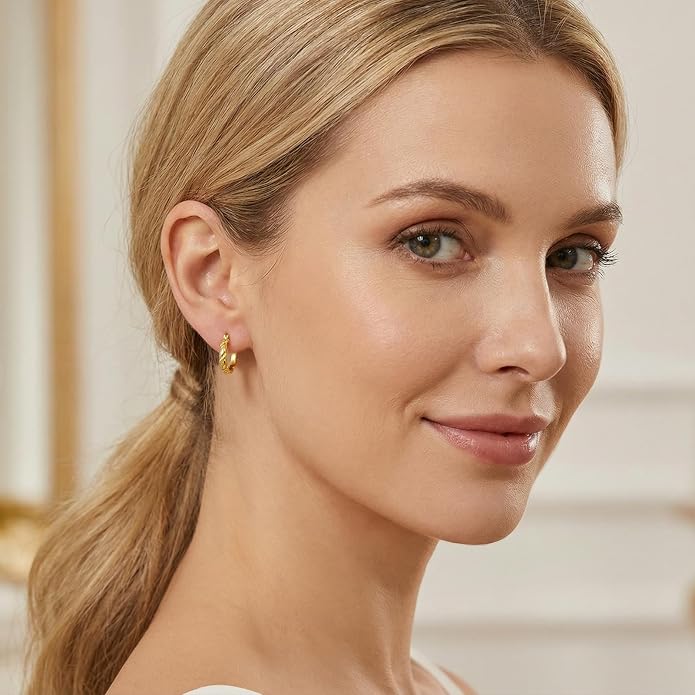 Gold Dainty Hoop Earrings for Women Hypoallergenic Lightweight 14K Gold Huggie Earrings Jewelry Valentines Day Gifts for Wife Girlfriend Her