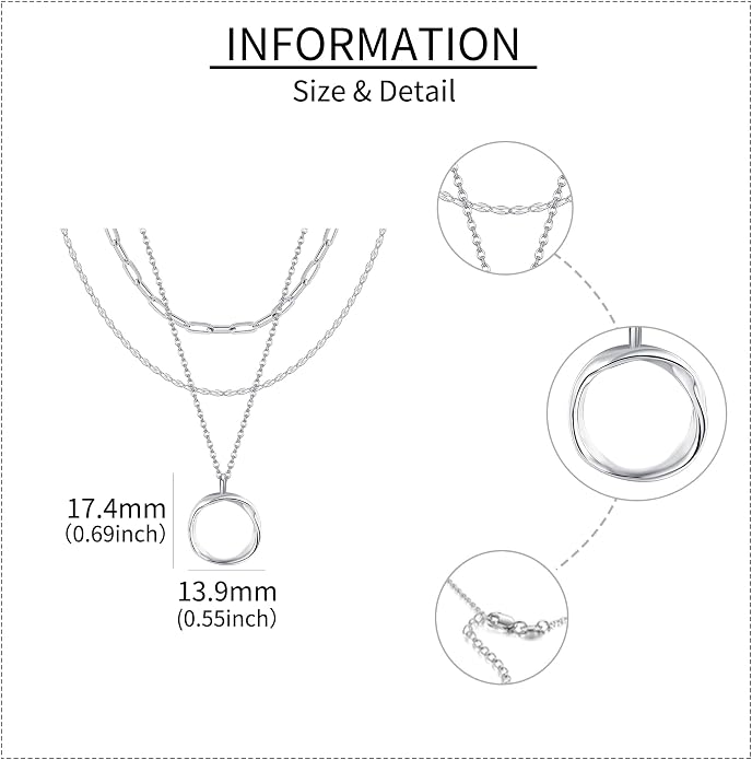 MONGAS Boho Layered Necklace Sterling Silver Triple 3 Stacked Vertical Bar Triangle Long Layering Necklaces Christmas Jewelry Gifts for Women