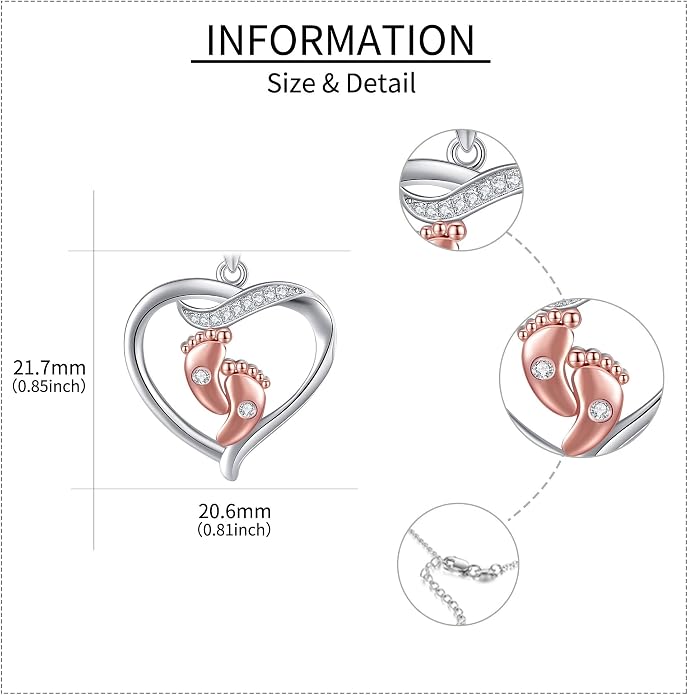 Mother Necklaces Sterling Silver Mom/Mommy of an Angel/Mom Thor Hammer/Heart Footprint Pendant Birthday Mothers Day Jewelry for Women