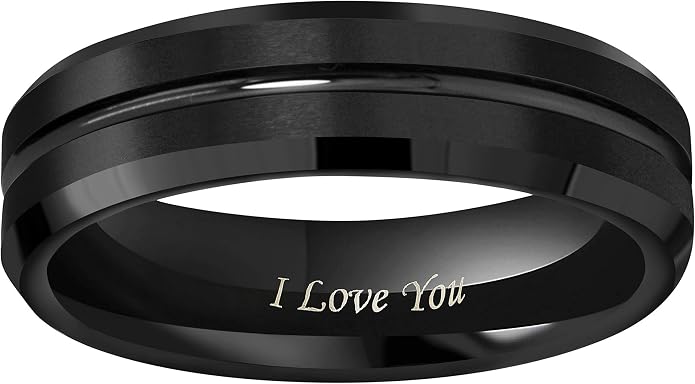 CROWNAL 10mm 8mm 6mm Tungsten Wedding Band Ring Engraved I Love You Men Women Polished Groove Matte Finish Beveled Edges Size 5 To 17