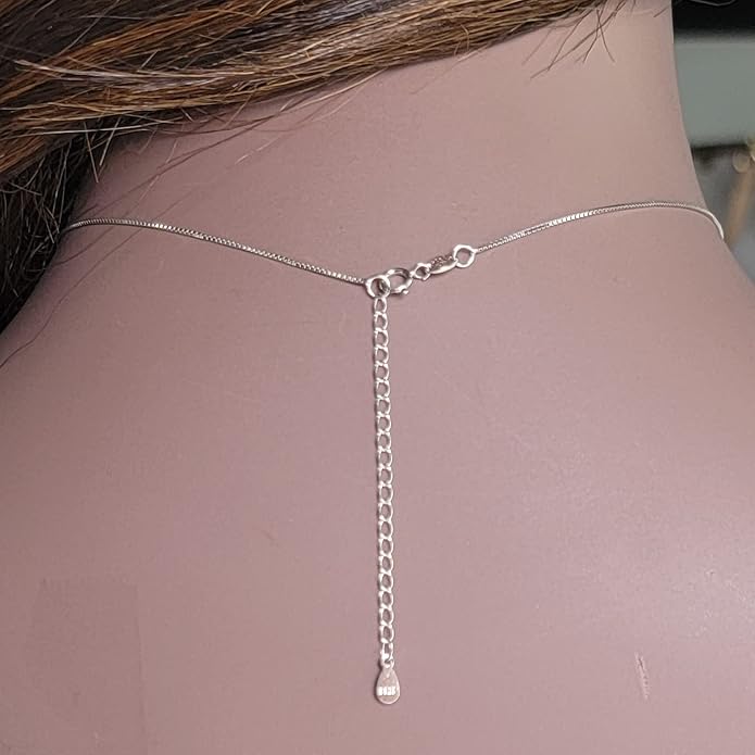 Natural gemstone 8mm round pendant with white gold over 925 sterling silver bezel cabochon plate and box chain, real genuine dainty birthstone gift for her, uniquelan jewelry