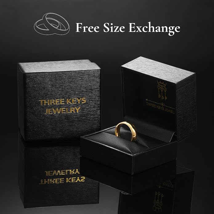 THREE KEYS JEWELRY 2mm 4mm 6mm 8mm Titanium Wedding Band for Men Women, Classic Domed & Step Edge High Polished Comfort Fit Anniversary Ring, Size 4-15