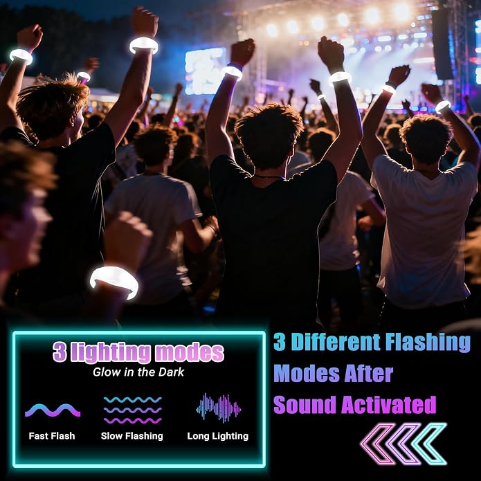 30 Pcs LED Glow Sound Activated Flashing Light Up for New Years Eve Glow in the Dark Party Supplies Christmas Party Favors Birthday Gift Carnival Concerts Night Events