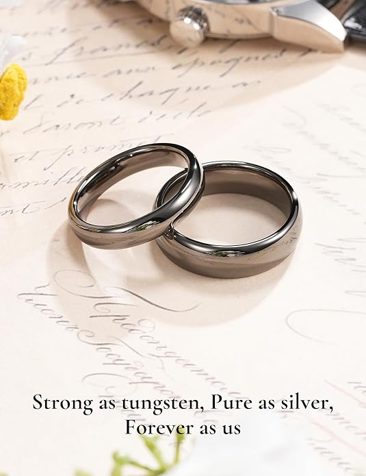 King Will Tungsten Carbide Wedding Band for Men Women Promise Rings for Couples Domed High Polish