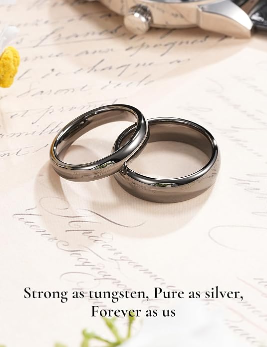 King Will Tungsten Carbide Wedding Band for Men Women Promise Rings for Couples Domed High Polish