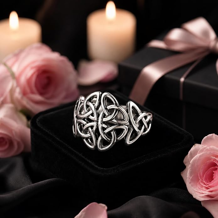 Celtic Knot Ring Sterling Silver 925 - Filigree Braided Irish Wedding Promise Engagement Self Love Rings - Norse Viking Jewelry for Women Size 5 6 7 8 9 10 11 12