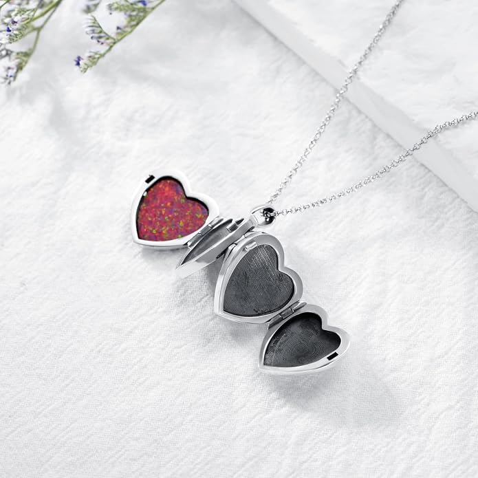 SOULMEET Personalized Silver Locket Necklace That Holds Pictures Photo Keep Someone Near to You, Memorial Custom Lockets Necklaces Letters Engraving for His Her