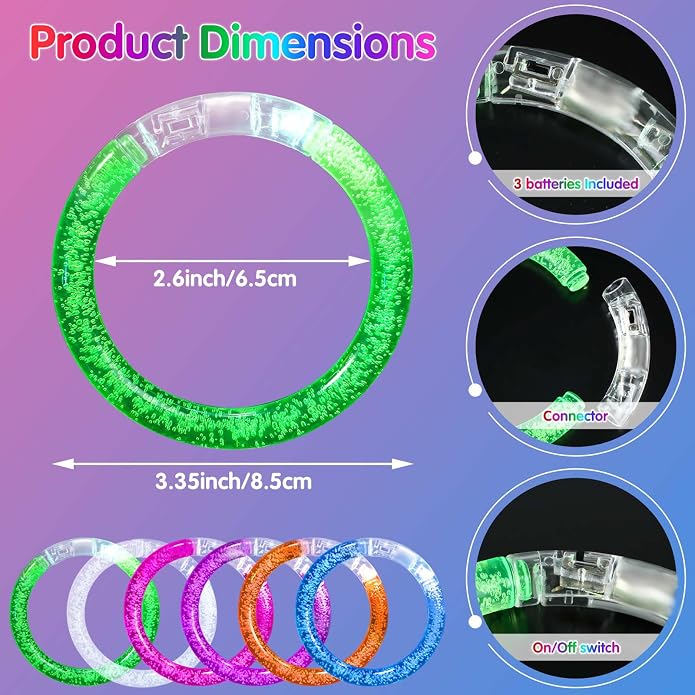 Junkin Glow Sticks Bracelets Glow in The Dark Bracelets LED Flashing Light Up Neon Supplies for Light Up Rave Concert Birthday Carnival Party Favors