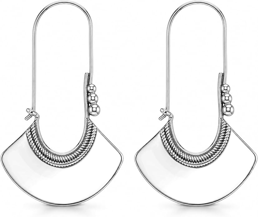 LeCalla 925 Sterling Silver Hammered Earrings for Women | Classic Handmade Textured Hammered Drop Dangle Earring Jewelry Gifts for Birthday Wedding Christmas