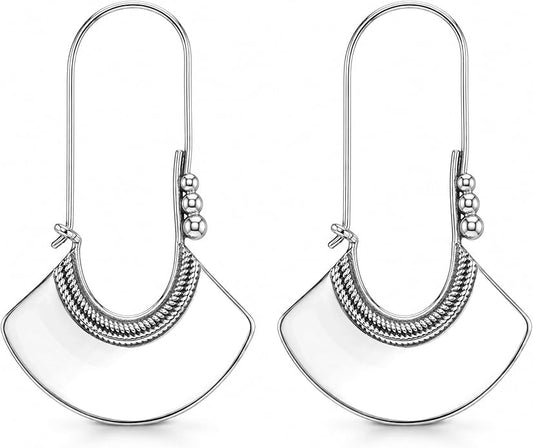 LeCalla 925 Sterling Silver Hammered Earrings for Women | Classic Handmade Textured Hammered Drop Dangle Earring Jewelry Gifts for Birthday Wedding Christmas
