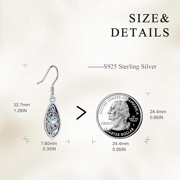 TIGER RIDER Abalone Shell Dangle Earrings 925 Sterling Silver Moonstone Filigree Jewelry Gifts for Women Birthday