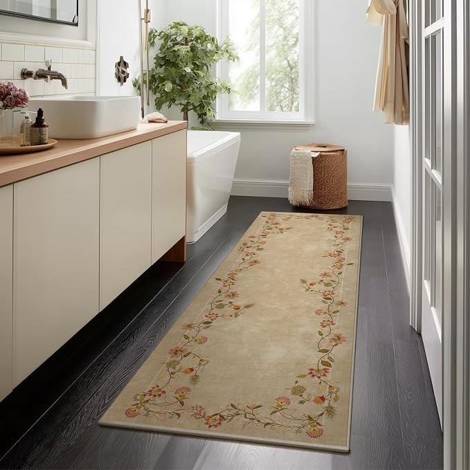 2x6 Washable Runner Rugs for Entryway: Kitchen Rugs Non Slip Backing Stain Resistant Low Pile Soft Indoor Floor Carpet Runners for Hallways Bedroom Kitchen Laundry Room Farmhouse Indoor