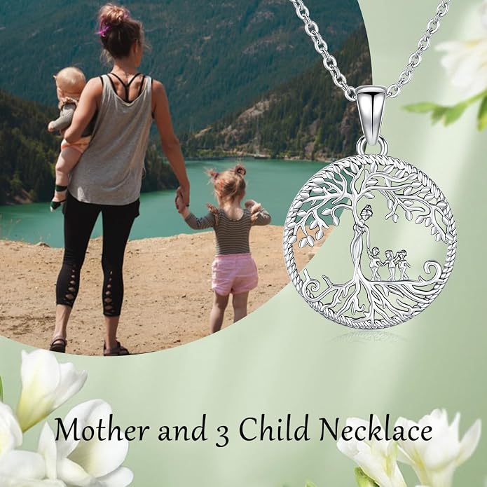 Odinstone Tree of Life Necklace, Sterling Silver Pendant for Women Family Tree Necklaces Jewelry for Mom/Wife/Grandma(With Fine Gift Box)