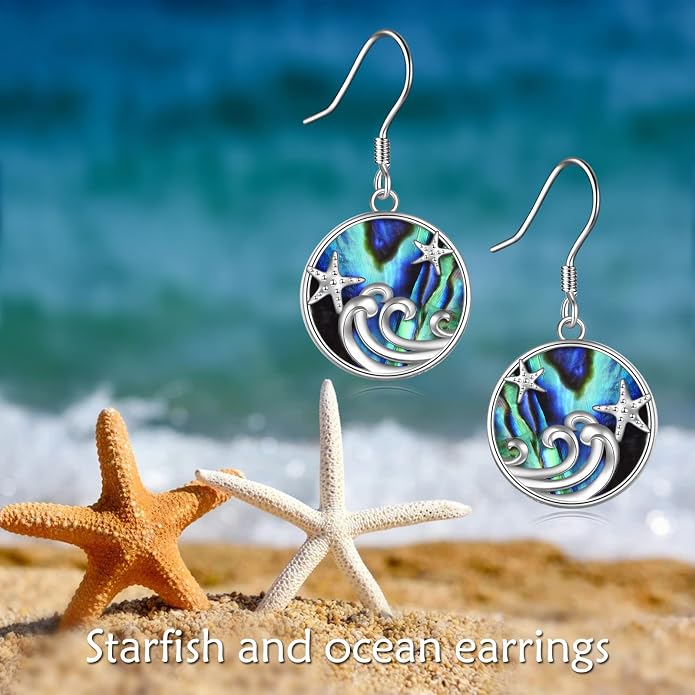 Beach Starfish Earrings for Women Sterling Silver Starfish Jewelry Gifts