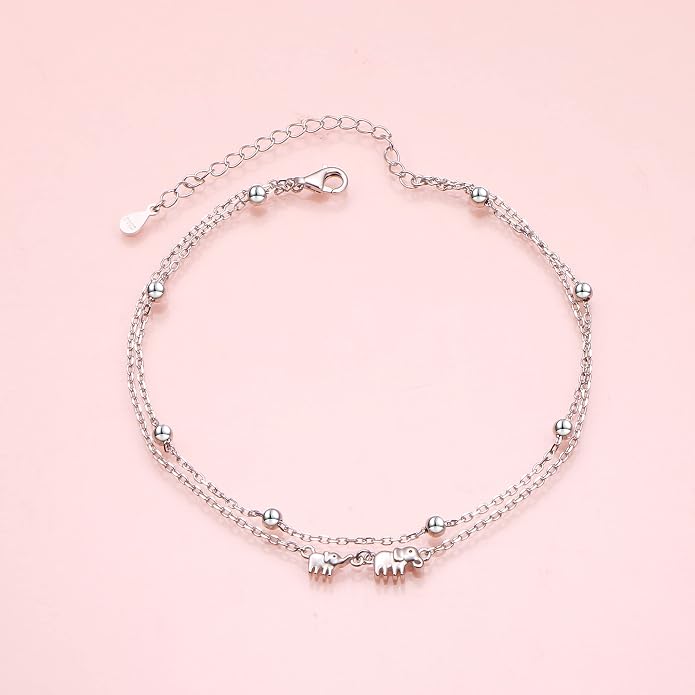 Alphm Anklet for Women S925 Sterling Silver Adjustable Foot Evil Eye Starfish Heart Bead Butterfly Celtic Knot Cross Multilayer Layered Ankle Bracelet Jewelry