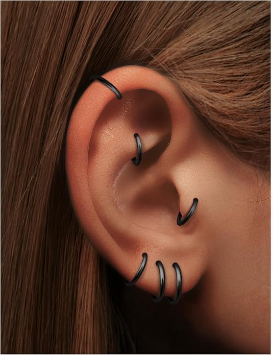 20G 18G 16G 14G 12G 10G 8G 6G 4G 2G Nose Rings Hoops 316l Surgical Steel Clicker Septum Lip Ring Tragus Helix Daith Rook Conch Snug Cartilage Lobe Earrings Hoop Piercing Jewelry For Women Men