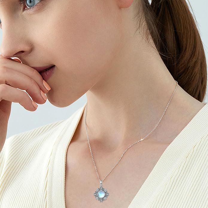 PELOVNY Celtic Knot Necklaces for Women 925 Sterling Silver Gemstone/Birthstone Teardrop Infinity Necklace Irish Celtic Pendant Jewelry Gifts for Mom Daughter Wife