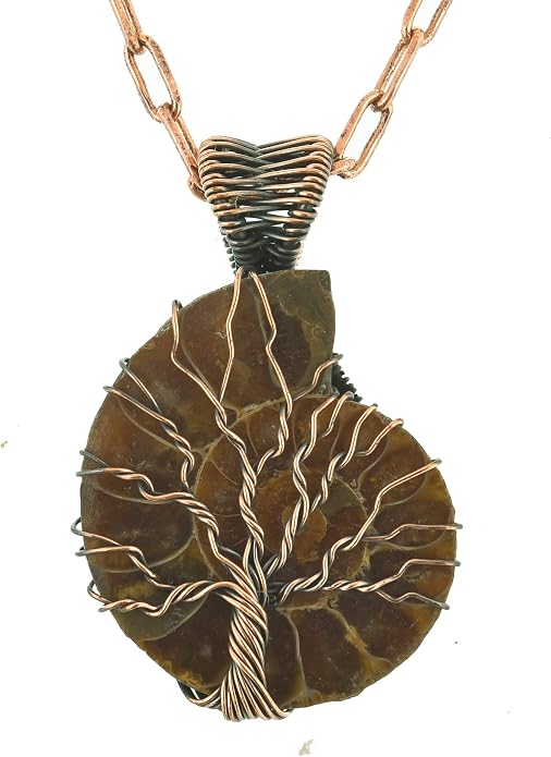 Tree Of Life Natural Gemstone Pendant Copper Wire Wrapped Jewelry Necklace
