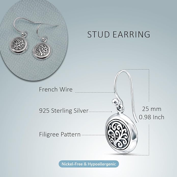 LeCalla 925 Sterling Silver Filigree Dangle Drop Earrings | Lightweight Antique Balinese Teardrop Dangle Drop Earring for Women